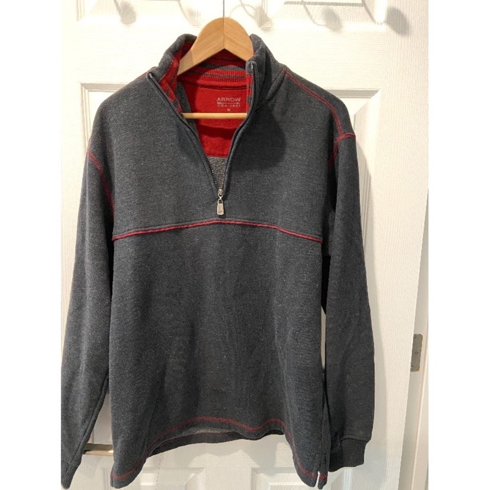 Arrow Men’s Gray 1/4 zip fleece pullover size Medium - Picture 2 of 7